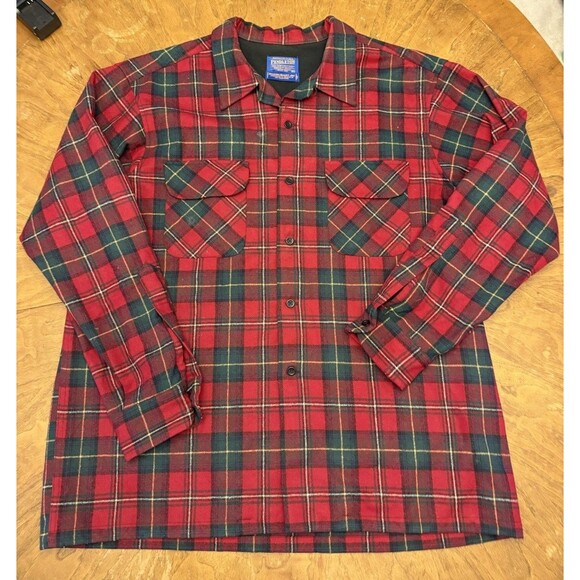 Vintage PENDLETON Board Shirt Plaid Boyd Tartan Wool Flap Pockets Loop Collar XL - Picture 6 of 6